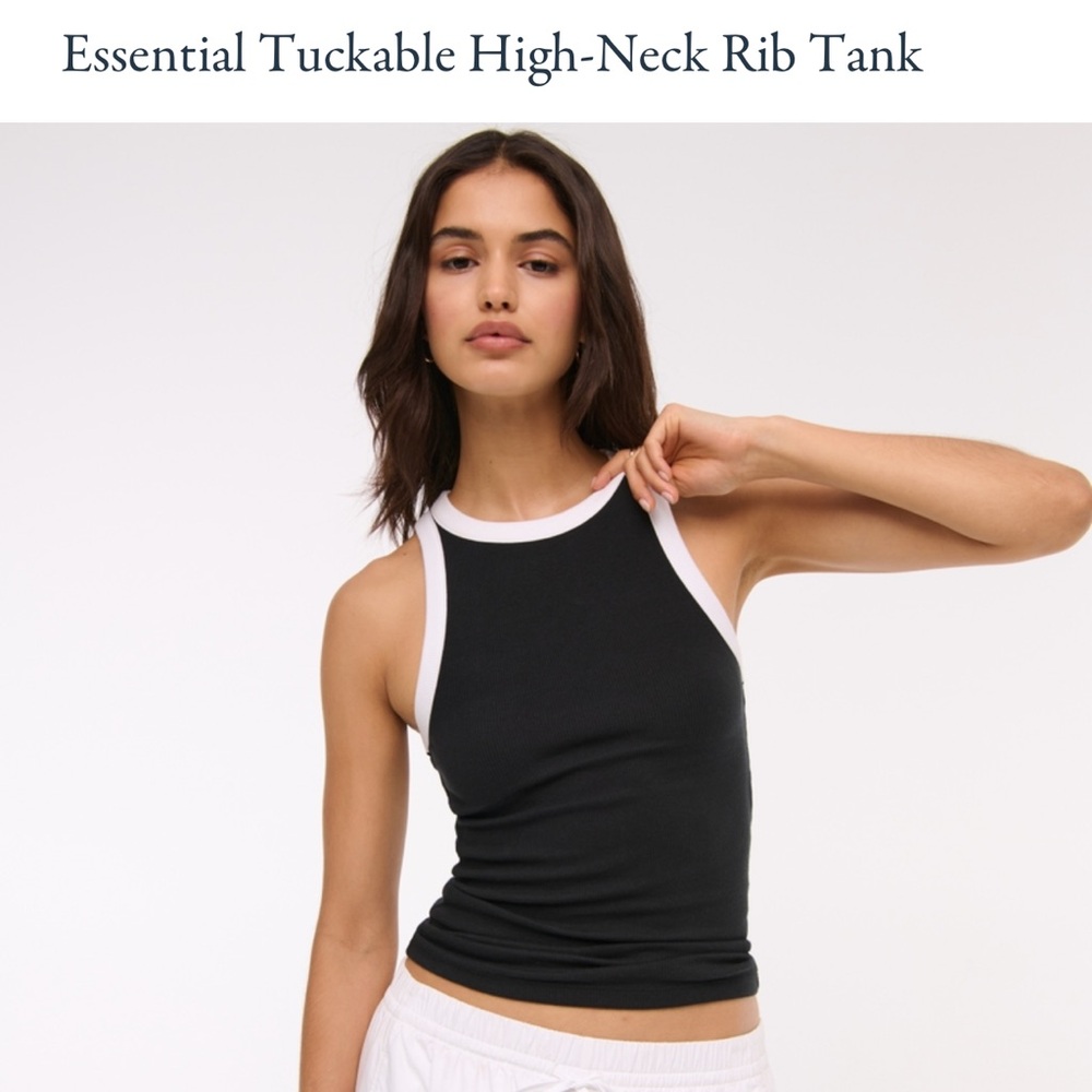 Abercrombie & Fitch Black and White High-Neck Tank